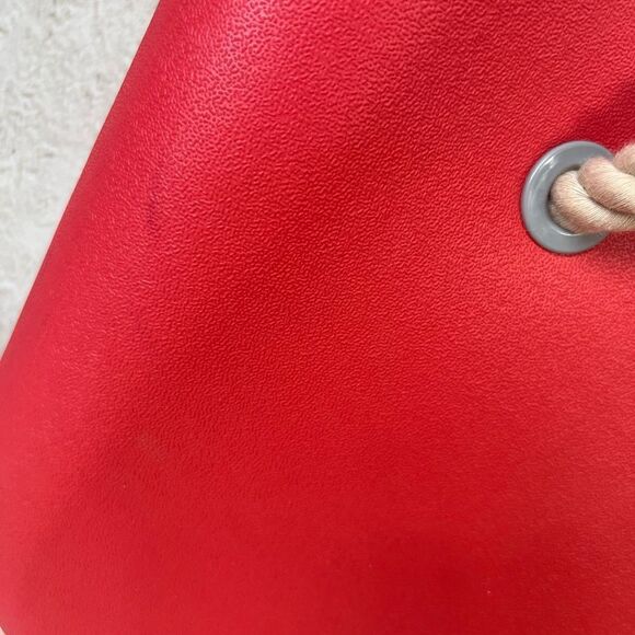 Beach Tote Red Rubber Canvas Lined Tote bag with braided rope handle - Picture 6 of 13